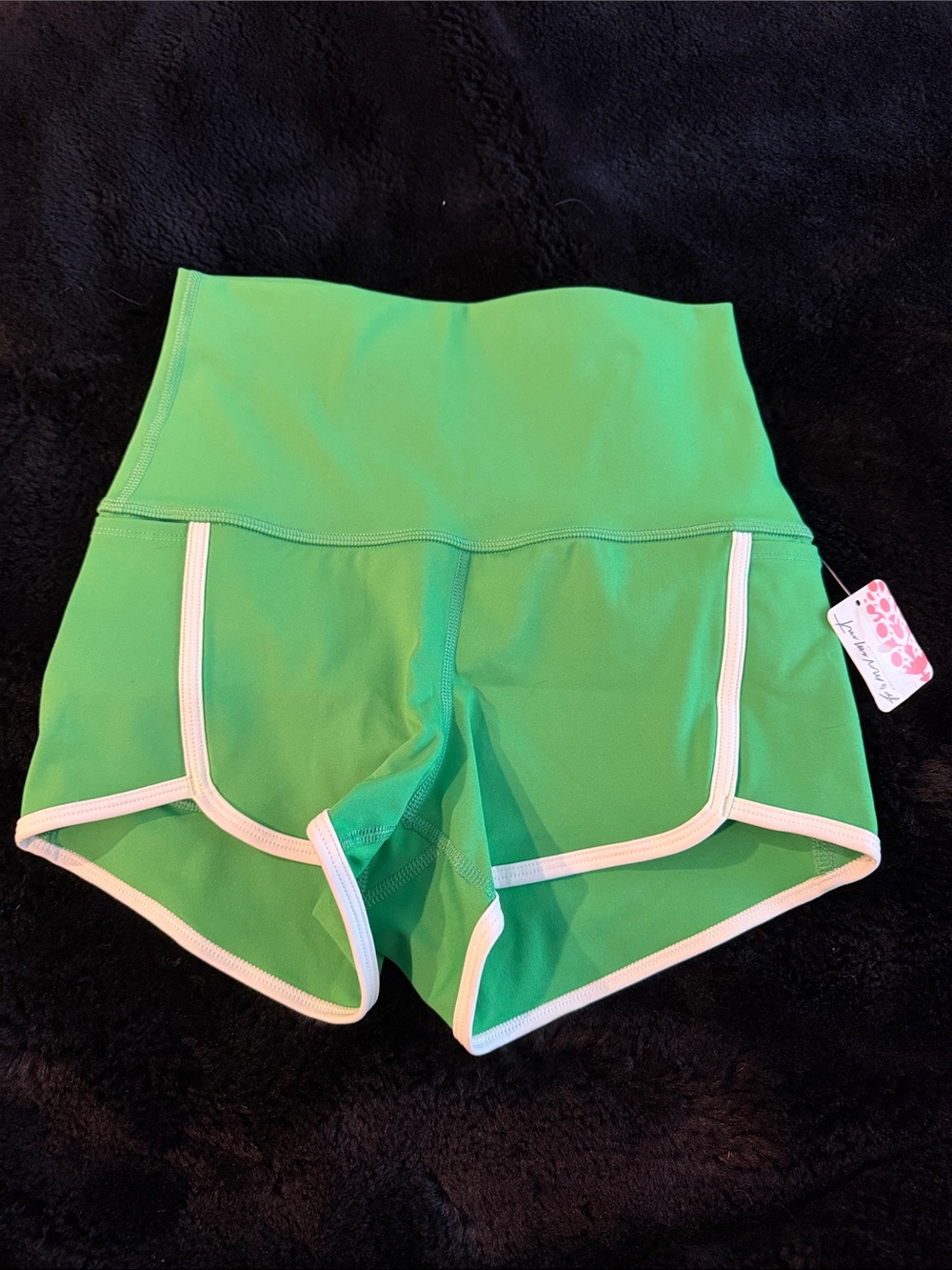 FP Movement by Free People High-Rise Bright Green Shorts with White Trim S